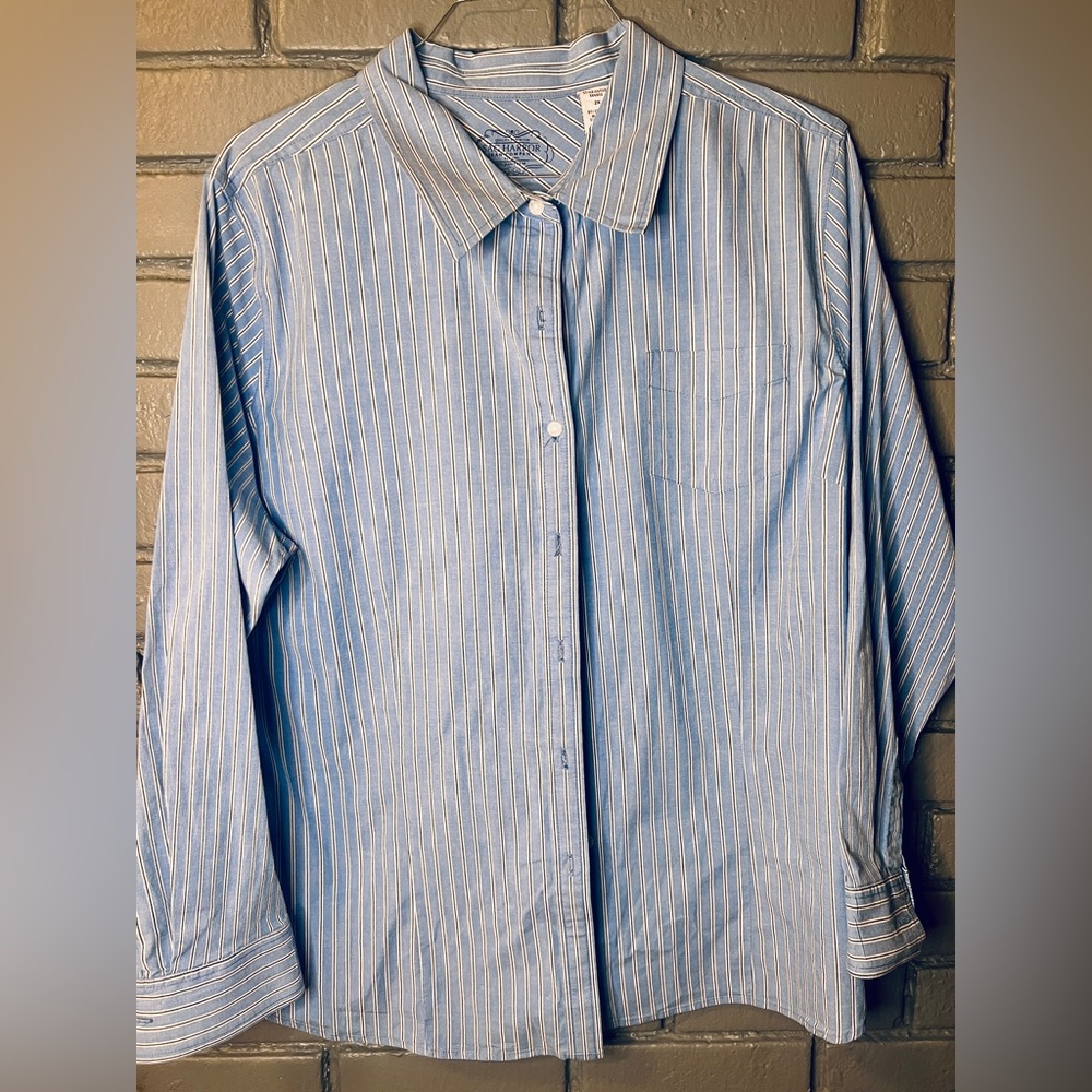 Sag Harbor Shirt Women’s 2X Blue Button Down Long Sleeve Collared Top